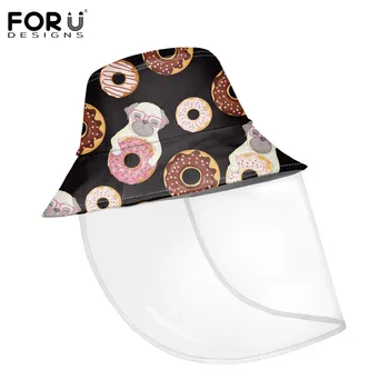 

FOURDESIGNS Donuts Dessert Pattern Ladies Cute Patterned Fisherman Hats Girls Adjustable Anti-dust Removable Protection Caps