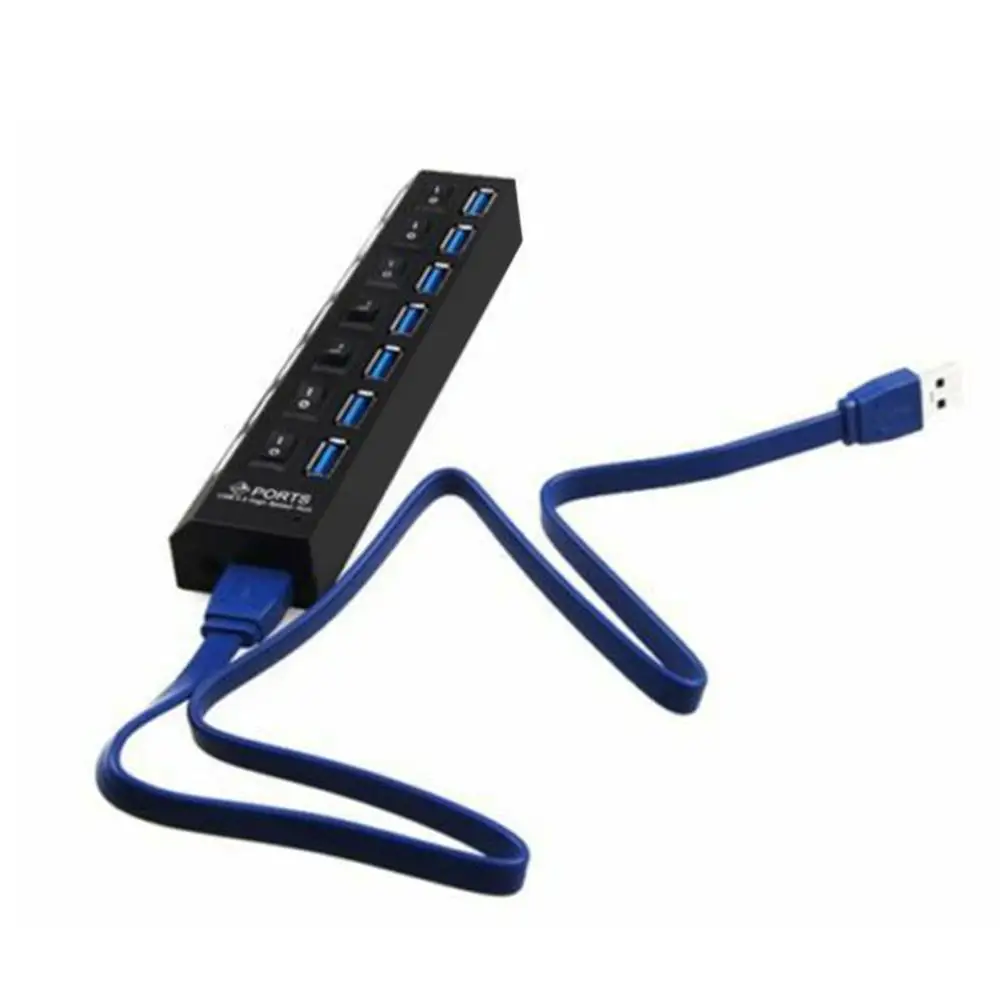 2,0/3,0 многофункциональный usb-хаб, мини-концентратор, usb-разветвитель, 7 usb-портов с переключателем вкл/выкл, концентратор, поддержка питания, высокоскоростные компьютерные аксессуары для пк - Цвет: 2.0