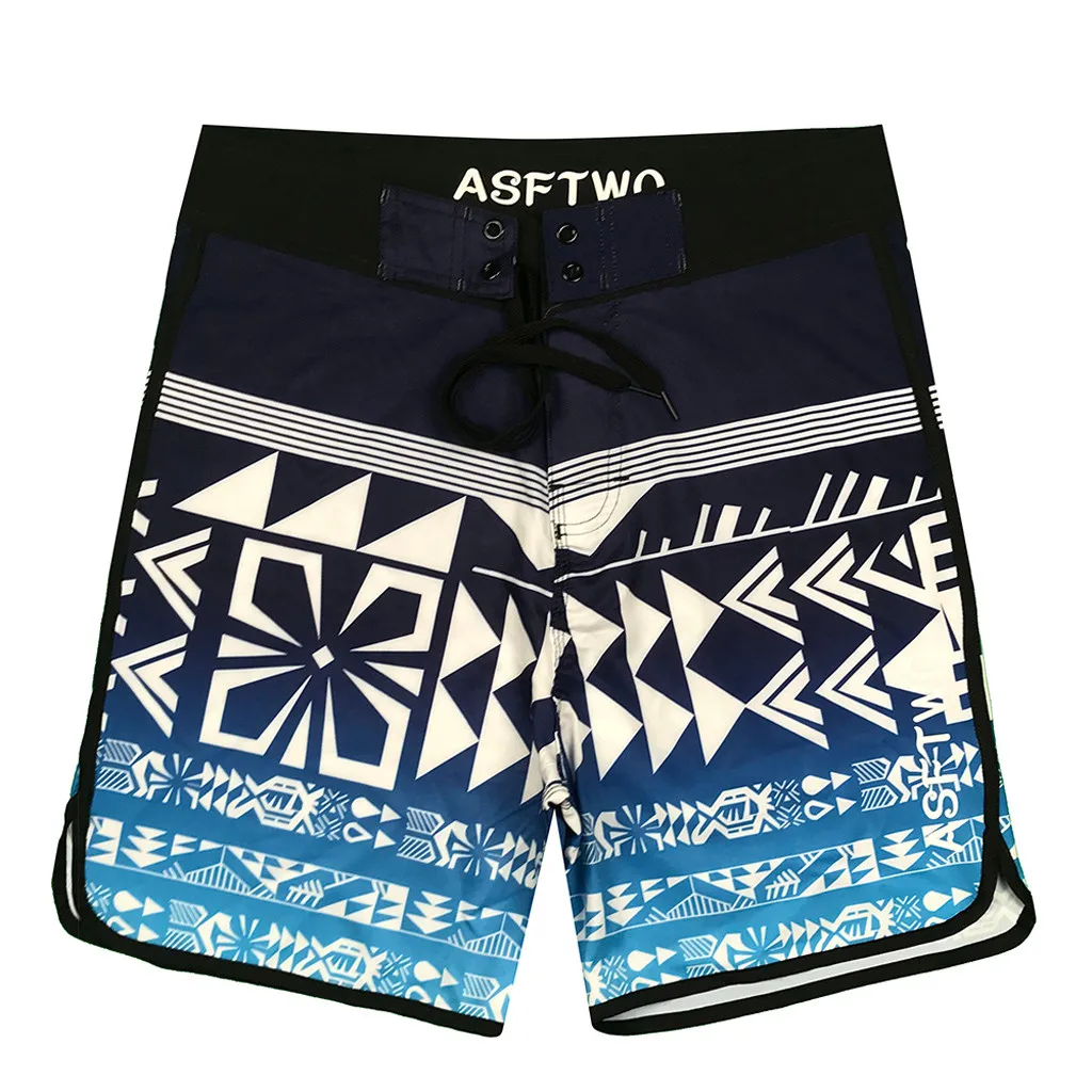 Небесно-голубой Men Printed Beach Shorts Quick Dry Running Shorts Swimwear Swimsuit Swim Trunks Beachwear Sports Shorts Board Shorts Plus Siz#4 - Цвет: Небесно-голубой