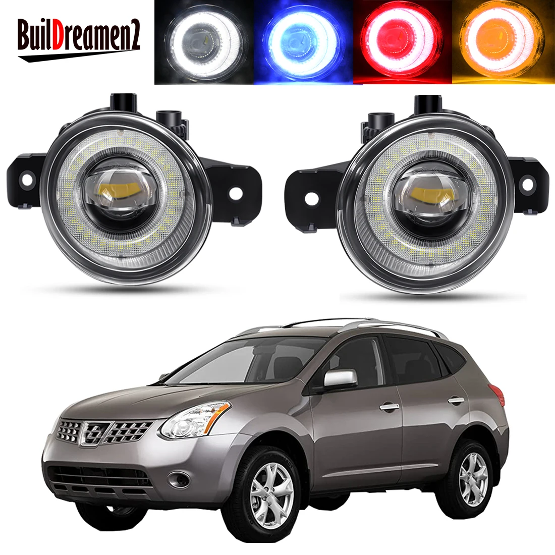 

2X30 Вт Противотуманные фары ангельские глазки в сборе для Nissan Rogue 2008-2015 Автомобильные светодиодные линзы противотуманные дневные ходовые огни ДХО лм 12 В Высокая яркость