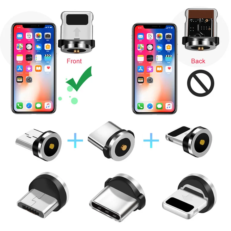 Магнитный Кабельный штекер 8 pin USB C Micro Type штекеры для быстрой зарядки шнур