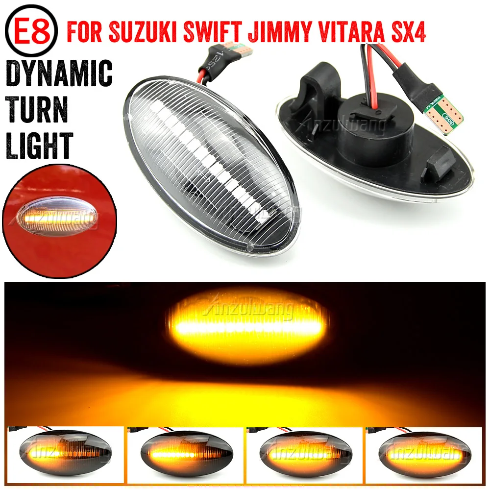2pcs Sequential Flashing LED Turn Signal Side Marker Light For Suzuki