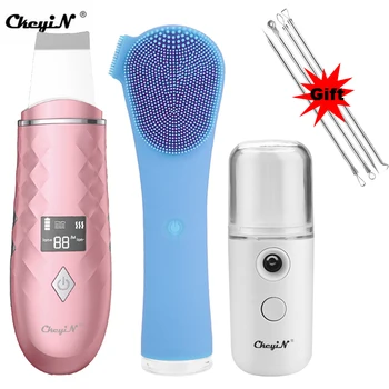 

Ultrasonic Ion Skin Scrubber Blackhead Removel Vibration Facial Deep Cleansing Brush Nano Mist Sprayer Wrinkle Lifting Massager