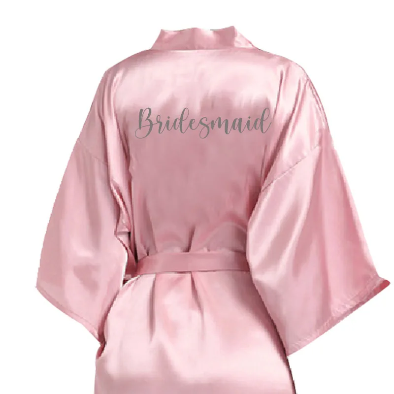 bridesmaid Персонализированные темно-розовый халат серебряное кимоно с надписью атласная пижама Свадебный халат Подружка невесты, сестра мать невесты халаты - Цвет: bridesmaid
