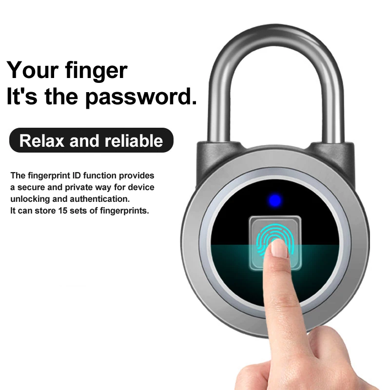 

Waterproof keyless portable bluetooth smart fingerprint lock padlock anti-theft iOS android APP control door cabinet padlock