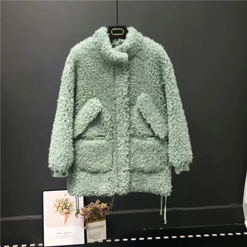 PUDI TX107202 женский зимний натуральный мех внутри теплая куртка пальто Женская Классическая куртка, пальто - Цвет: green