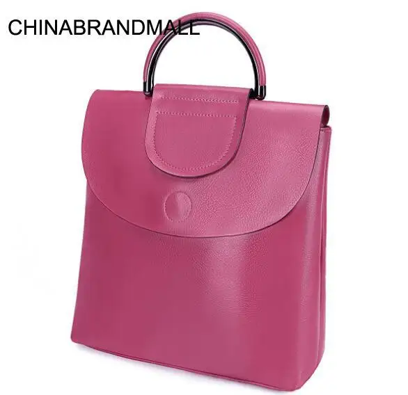 

New style women solid genuine leather cow skin large backpack shcool bag
