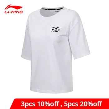 

Li-Ning Women Sports T-Shirt Jerseys 100% Cotton Loose Fit LiNing li ning Printed Comfort Sport Tee Tops AHSN018 MTS2727