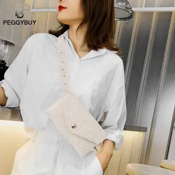 

Fashion Women Belt Bags Solid Color Rivet Shoulder Waist Bags Women PU Leather Fanny Pack Leather Small Crossbody Bag Flap Purse