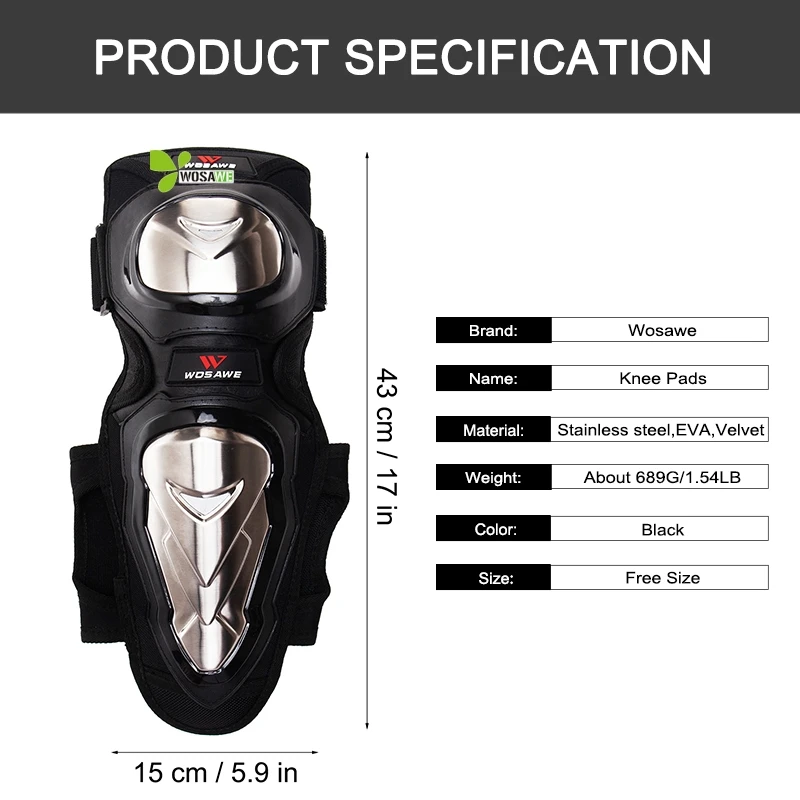 WOSAWE наколенники из нержавеющей стали набор протекторов поддержка Спортивный артрит комплект наколенники для сноуборда хоккея защита мотоцикла