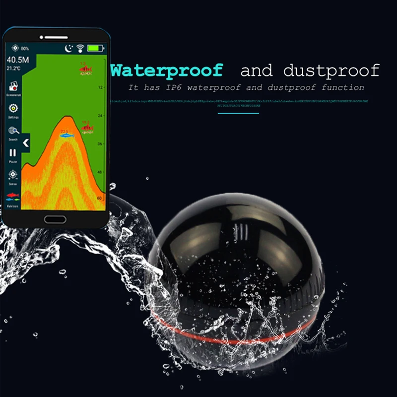 Inteligente sem Fio Inventor de Peixes para Lago Sonar para Lâmpada de Pesca Portátil Sonar Sensor Pesca no Gelo Profundidade Localizador Transdutor Mar