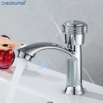 

Smart Touch Basin Faucet Bathroom Deck Mount Single Cold Automatic Tap Touch Sense Single Hole Faucets Sensitive Chrome Taps K06