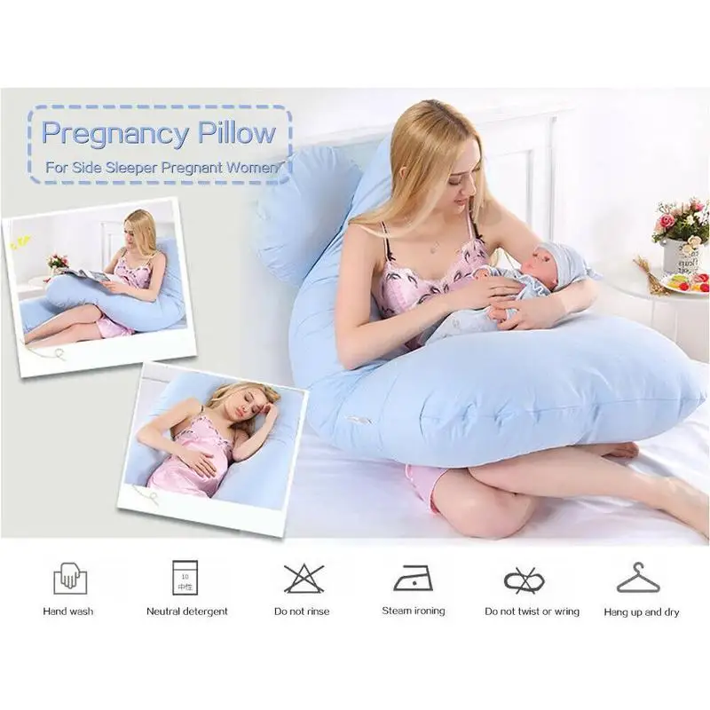 Многофункциональная подушка для беременных женщин, подушка для сна из чистого хлопка, съемная моющаяся u-образная подушка для всего тела, Подушка для беременных