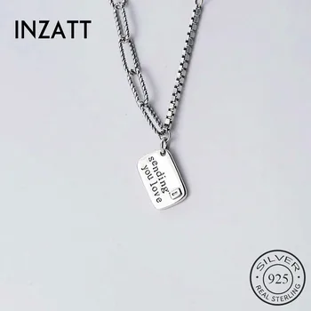 

INZATT Real 925 Sterling Silver Asymmetry Chain Envelope Pendant Choker Necklace For Fashion Women Fine Jewelry Rock Accessories