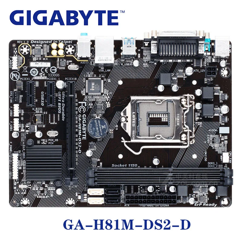 LGA 1150 H81 DDR3 Gigabyte GA-H81M-DS2-D Спецификация материнская плата USB3.0 16G Настольный SATA III H81M-DS2-D PCI-E X16 б/у