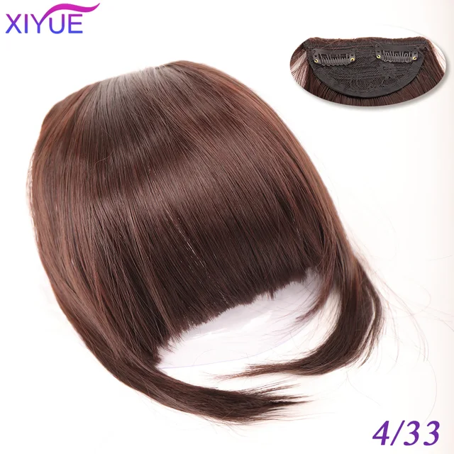 Black/Light Brown Clip In Hair Bangs Hairpiece Accessories Synthetic Fake Bangs Clip In Hair Extensions Clip In Hair Pieces Blue