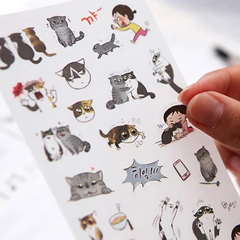 

6 Sheets Cat Pattern Stationery Stickers Kawaii DIY Cartoon Sticker PVC Planner Stickers Diary Scrapbooking Photo Ablums Decor
