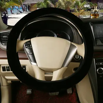 

Fashionable Design Plush Soft Steering Wheel Cover Needle Thread Anti-slip Hand Sewing Steering Wheel Cover