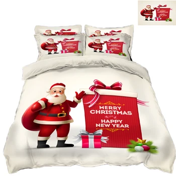 

Christmas DIY Print Bedding Cover Festive Santa Claus Pattern New Year Double Bedding set Home Textile Duvet Cover Pillowcase