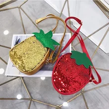 Детские сумочки через плечо с блестками и рисунком ананаса, сумки через плечо из искусственной кожи для девочек, сумка через плечо, маленькие сумочки, женская сумка