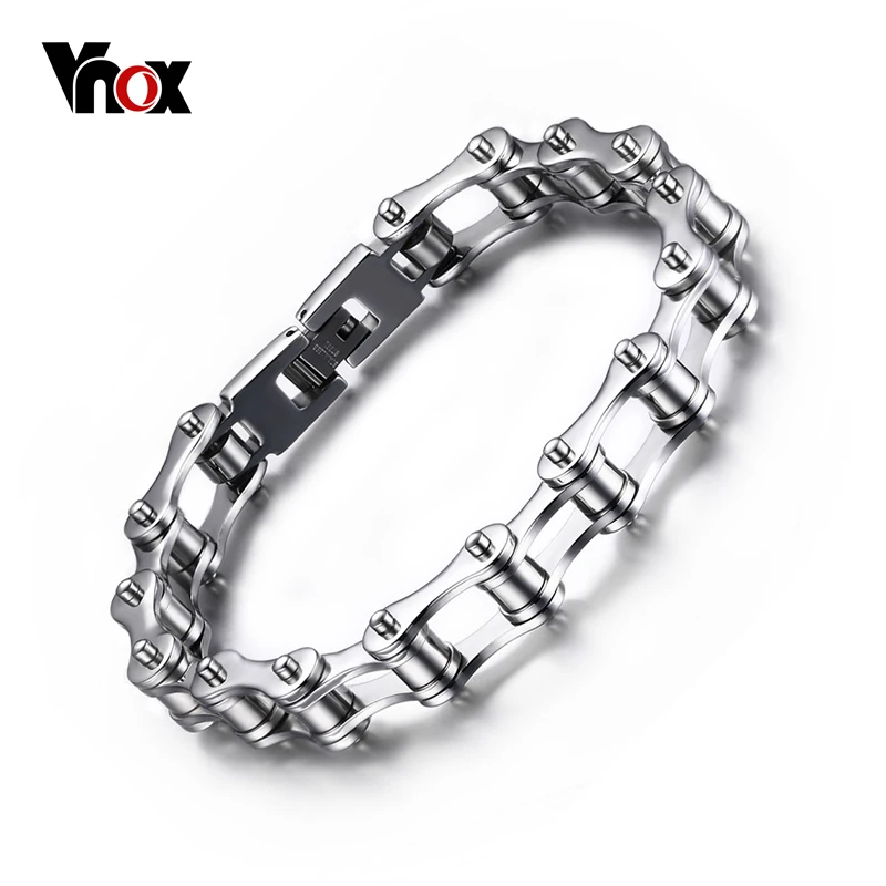 Vnox 316L Браслеты нержавеющей стали Удлиненная Байкерская Велосипедная цепь Для