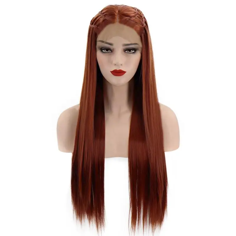 Европейский и американский парик женский передний парик из синтетического волокна длинные прямые волосы парик 24 дюйма