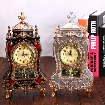 

1Pc Table Clock Archaistic Decorative Creative European Style Retro Desk Clock Clock Decor Musical Time Bell for Office Home