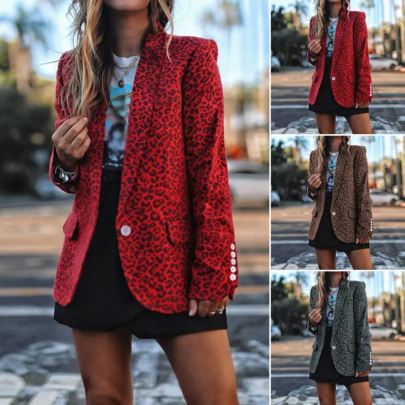 90% OFF Ladies Blazer Leopard Print Long Sleeve Blaser Women Suit jacket Office Ladies Top Coat Blazer Female Feminine Blazer Femme