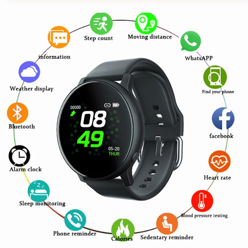 

S2 Bluetooth Smart Watch Men Blood Pressure Waterproof Sport Round Smartwatch Band For Android IOS With Alarm Clock