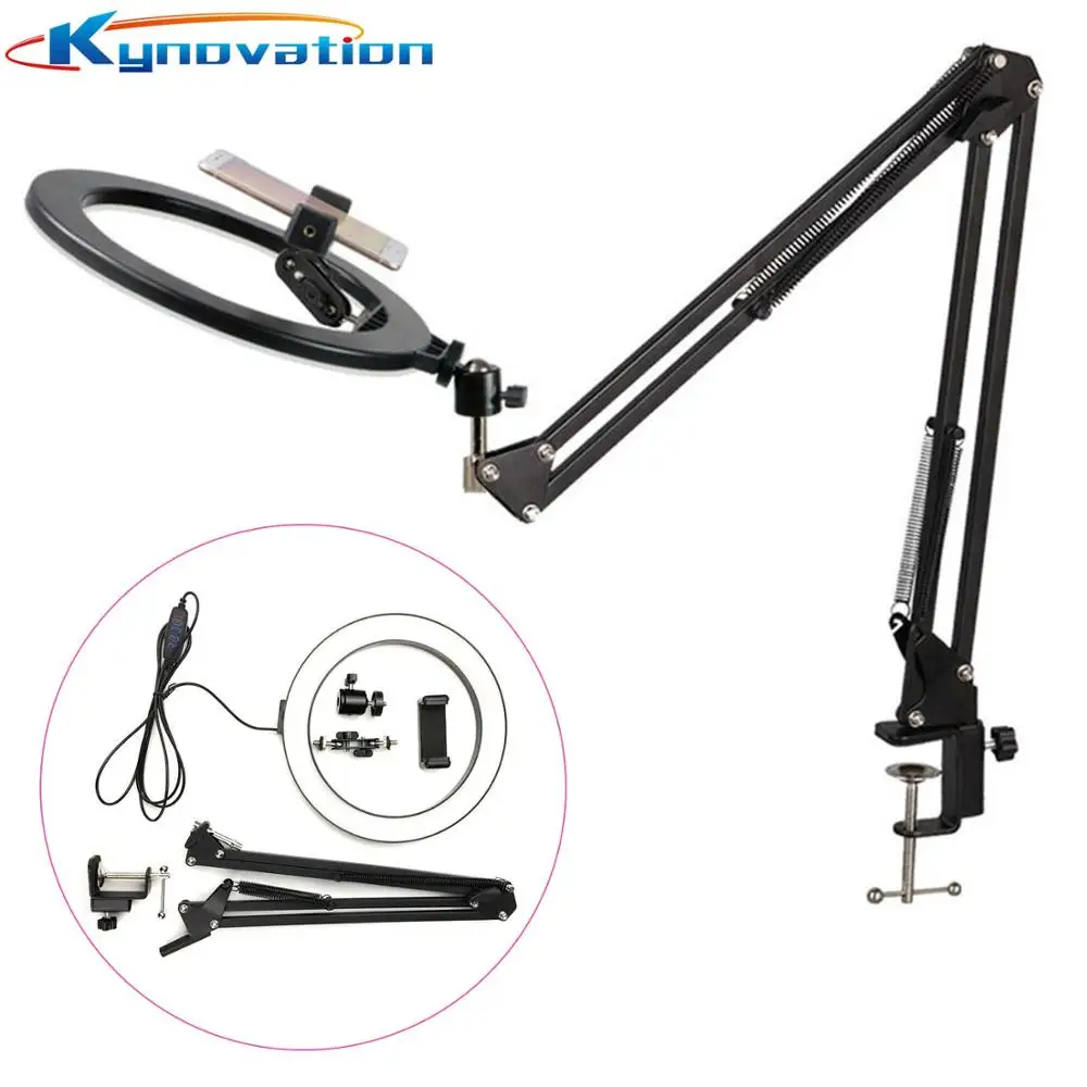 

10inch 26cm Ring Light warm/cool white Dimmable With Long Arm Desktop Tablet Phone Holder Video Live Photography Selfie Light
