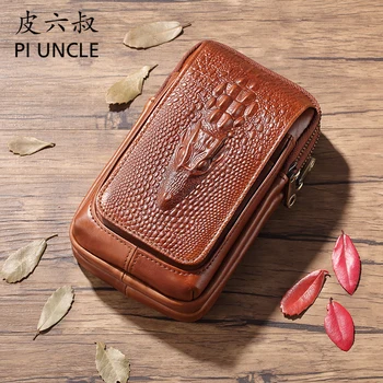 

New Men Cowhide Hip Bag Genuine Leather Cell/Mobile Phone Cover Case Bum Bag Purse Fanny Pack Sport Waist Bag Pouch Belt Bag Men