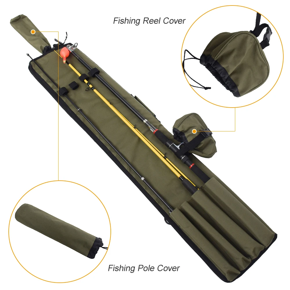 Multifunctional Carp Fishing Rod Reel Cover Bag Fishing Rod Bag Fishing Pole Protective Storage Bag Case Travel Carry