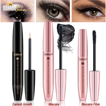 

Doradosun 3 PCS 4D Mascara Set Waterproof Thick Eyelash Mascara Fibre Eyelash Enhancer Lash Growth Treatment
