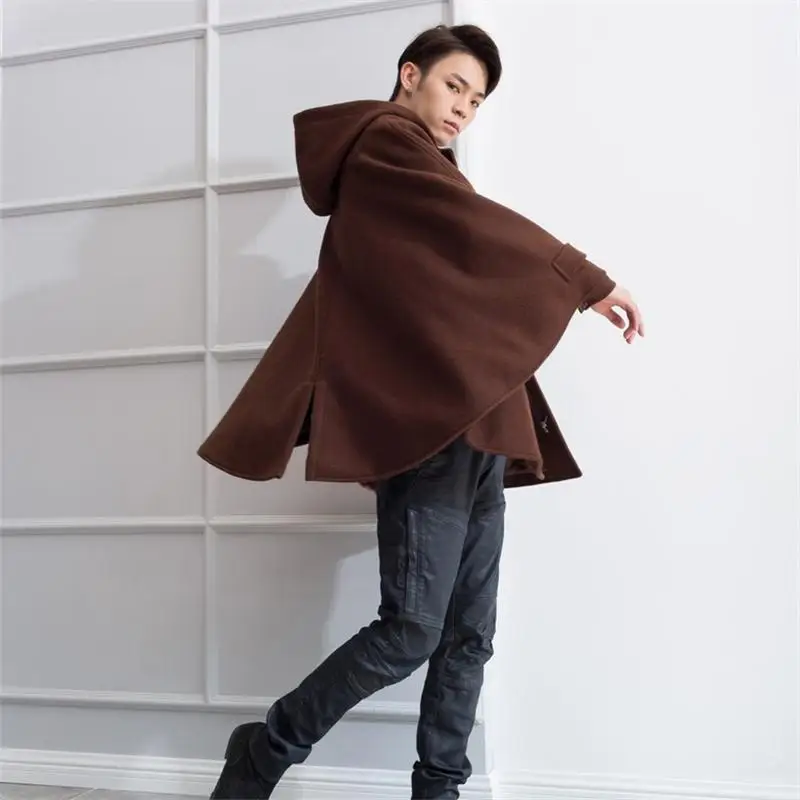 Men's coats winter fashion loose coat trend Men's woolen coats hoodies bat sleeve shawl woolen coats cape trend large size 목도리 2023 new high quality scarf for women winter fur fox fur warm shawl plush bib fashion trend шарф женский зимний hot sale 넥워머