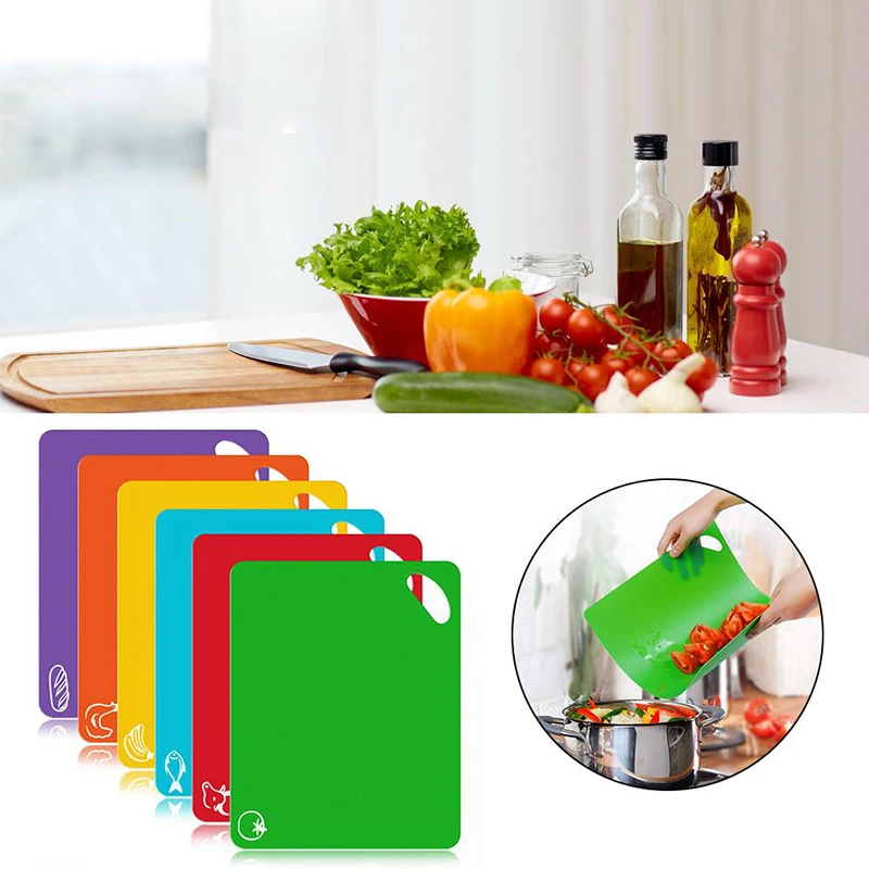 6Pcs Set Cutting Board Chopping Boards Flexible NonSlip Vegetable