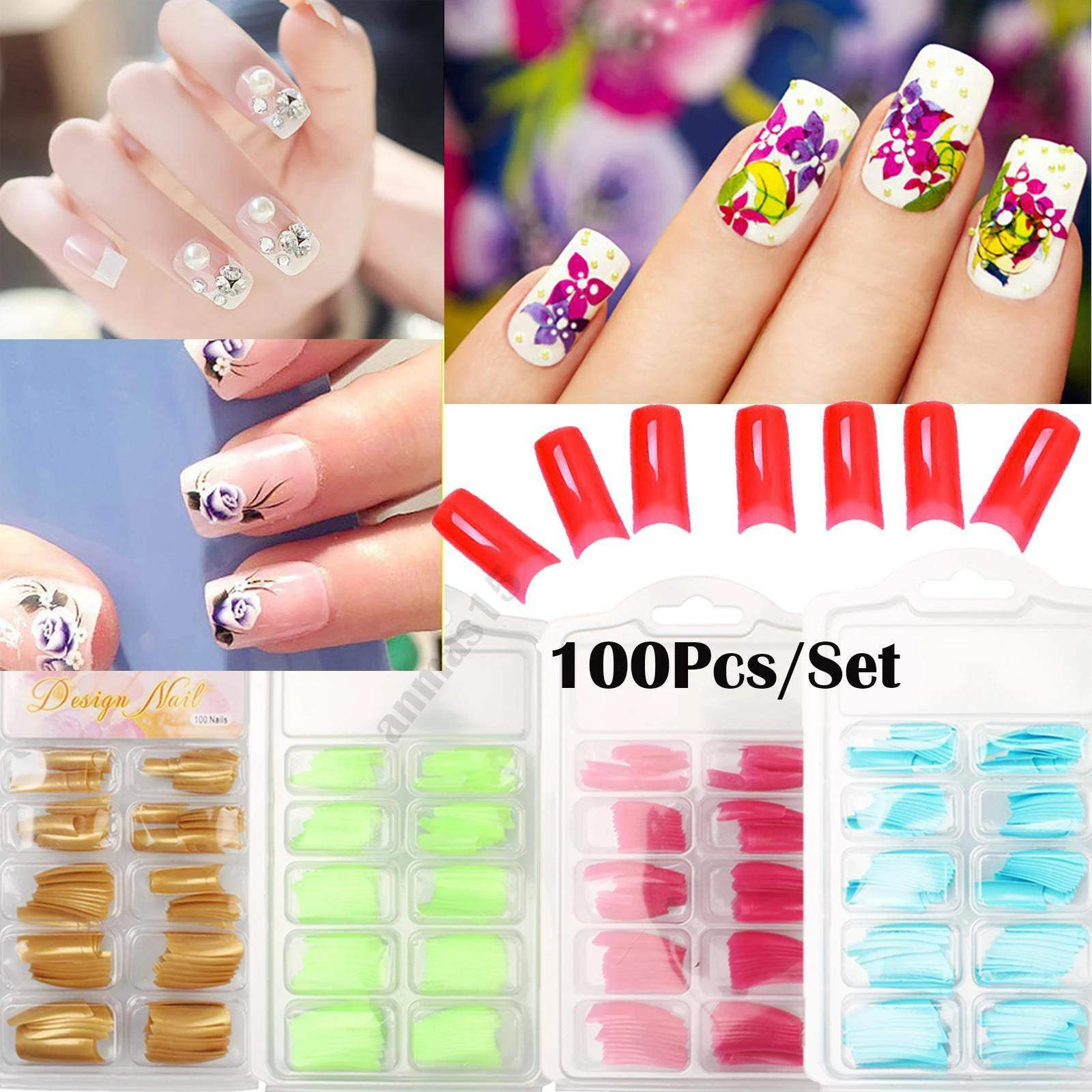 Deco Ongle Facile à Faire Soi même Faux ongles en Gel acrylique à faire soi même, accessoire pour manucure à  la française, coloré/naturel/clair/blanc/rouge, 100 pièces | AliExpress