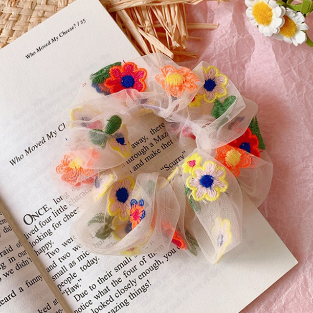 Silk Rainbow Scrunchies For Women Girls Gum Hair Tie 1PCS Hair Rope Rubber Bands Ponytail Hold Hair Accessories