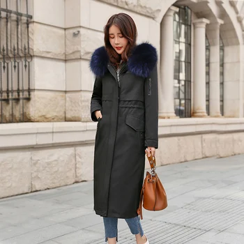 

Real Fur Coat Women Rex Rabbit Fur Coat Winter Coat Women Raccoon Fur Collar Warm Parka for Women Clothes 2020 FX551807 YY949