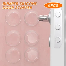 6Pcs Door Stopper Self-Adhesive Buffers Non-Slip Cabinet Furniture Bumpers Transparent Protection for Wall Wooden Floor Drawers