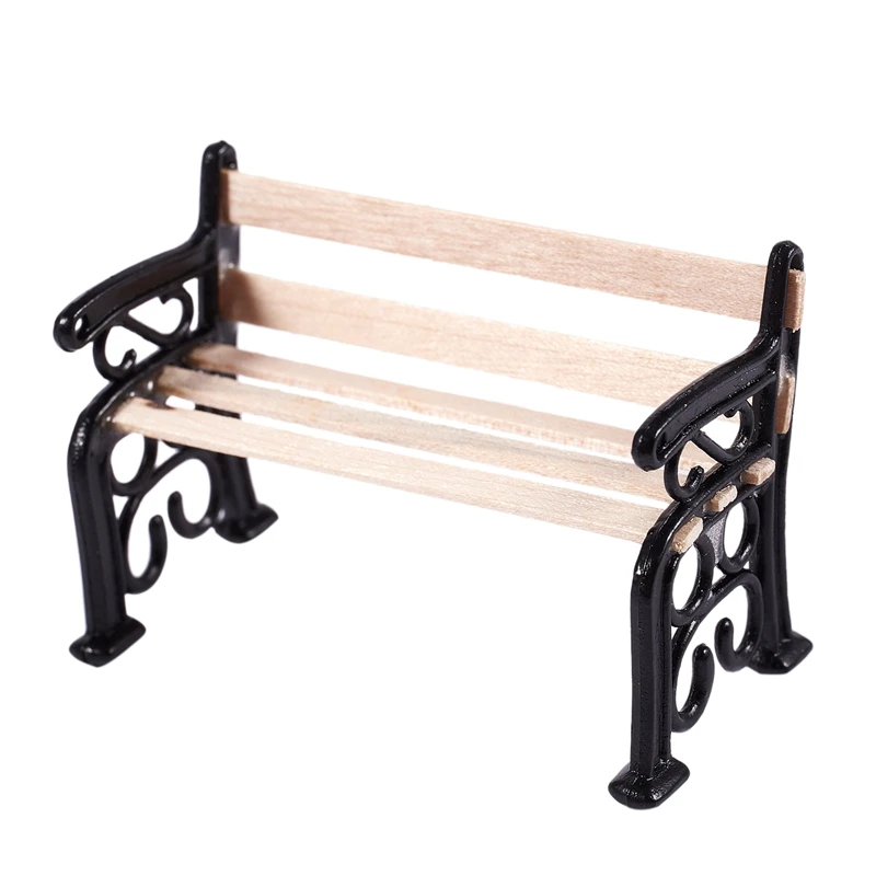 1/24 Dollhouse Miniature Garden Patio Furniture Park Bench