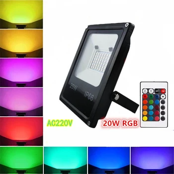 

Led Flood Light Colorful RGB Remote Control Color Changing Spotlight Outdoor Waterproof IP65 AC 220V 20W/30W/50W Street Lights