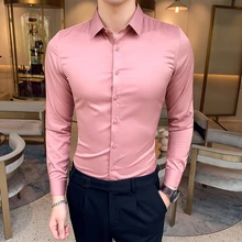 Осенняя мужская приталенная рубашка, модная деловая повседневная мужская рубашка, уличная одежда в английском стиле, рубашка с длинным рукавом, Мужская M-3XL