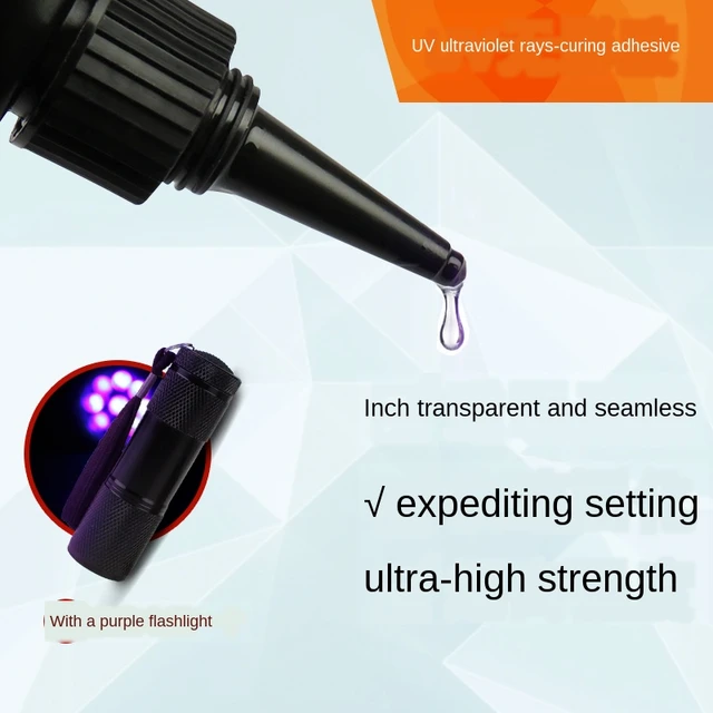 Shadowless Glue 1 Pcs UV Glue Strong Curing Adhesive 50ml Transparent for Glass Metal Repairing New, Size: One size, Other