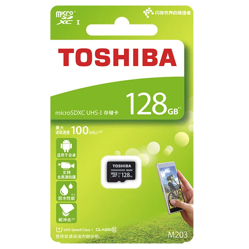 TOSHIBA 5 шт./лот, Micro SD карта, M203 Class10 16 Гб оперативной памяти, 32 Гб встроенной памяти, 64 ГБ 128 Гб карта памяти 100 МБ/с. карты памяти SDHC/SDXC UHS-I TF карты для мобильного телефона - Емкость: 128 ГБ