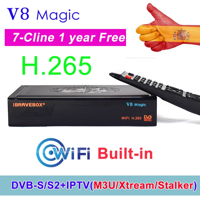 DVB-S2 IP tv V8 Magic встроенный wifi power от OPENBOX V8S DVB-S2 1 год Cccam Cline для 1 года tv Box такой же как V8 NOVA