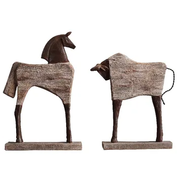 

Archaized Abstract Horse Oxen Statue Creative Resin Animal Sculpture Room Decor Ornament Home Decoration Accessories