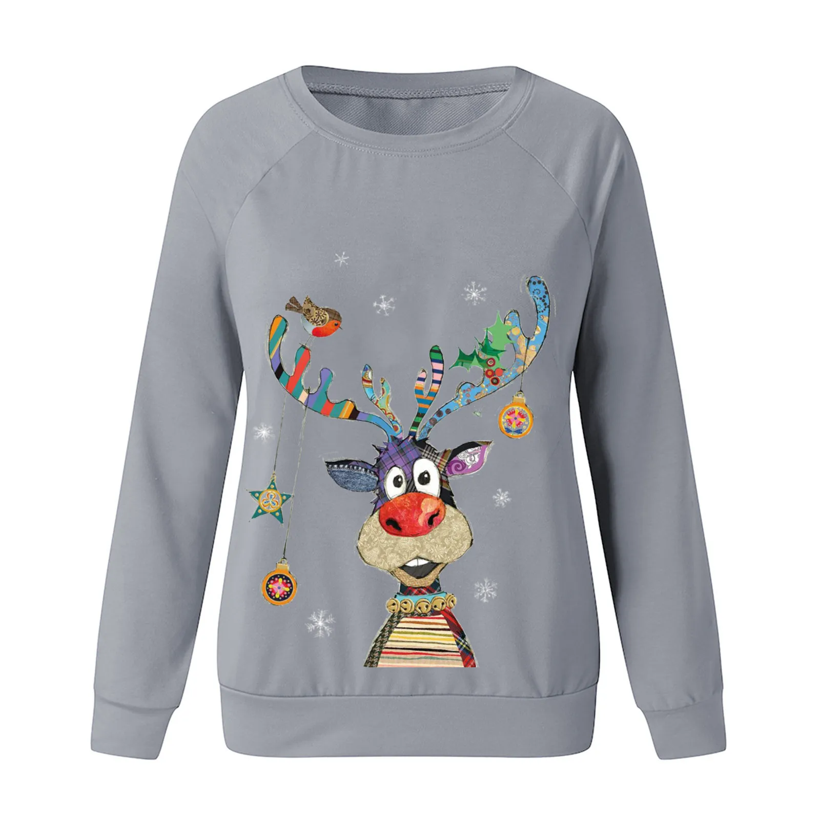 Christmas Deer Printed Sweatshirts Fashion Women's Clothing Casual Long Sleeve O-Neck Pullover Tops Harajuku Ladies Sweatshirt 2