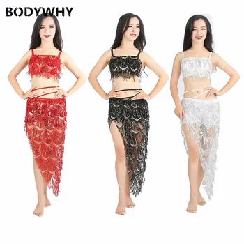 

Belly Dance Suit European and American New Tassel Modern Dance Dress Stage Performance Indian Gold Sequin Costume Novelty Style