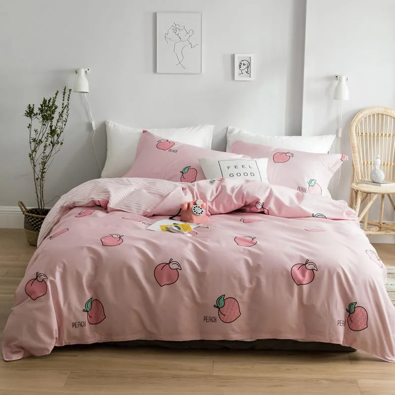 Peach Мода 4 шт./компл. Сладкий персик тема удобные хлопковые Постельное белье стеганых одеял для Для женщин для кавайной девушки, постельное белье, покрывало на кровать подшивок - Цвет: Peach