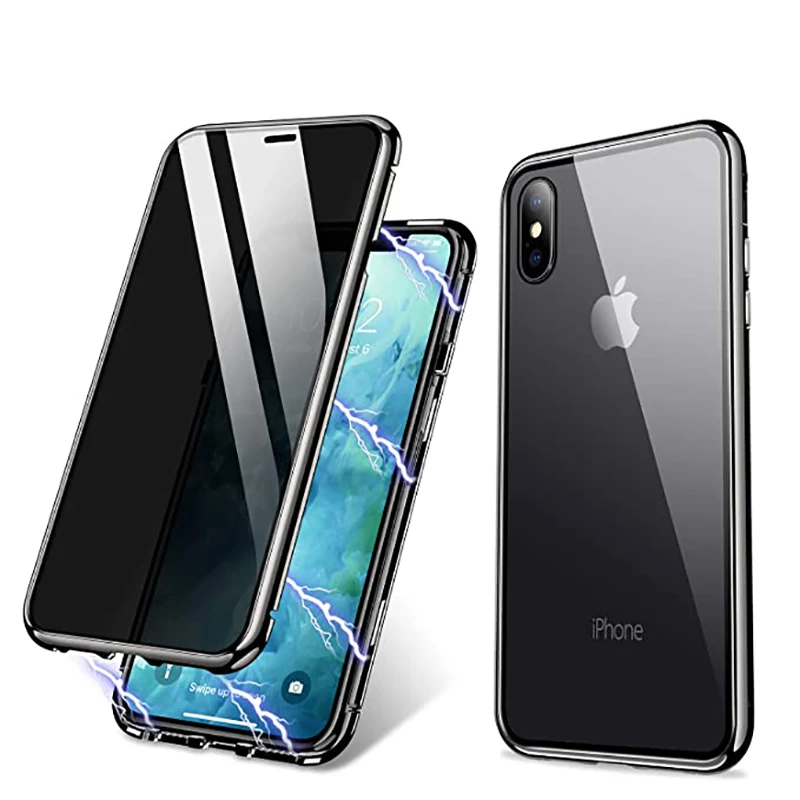 

Case for iPhone 11 Pro,Privacy Magnetic Case Front&Back Tempered Glass Full Screen Coverage Magnet Metal Frame Anti-Peeping Case